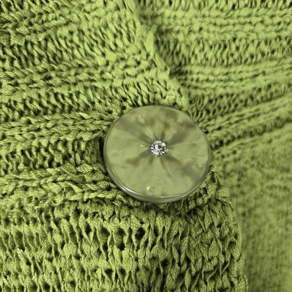 VTG Carole Little Cardigan Sweater sz XL* Green Half Sleeve 1 Button Front - Picture 8 of 14